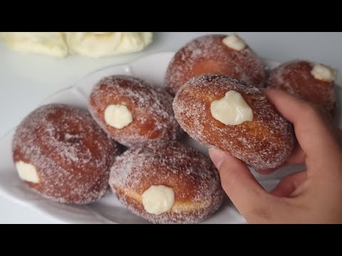 Fluffige Berliner mit cremiger Vanillepudding-Füllung | Einfaches Rezept wie vom Bäcker zuhause DIY