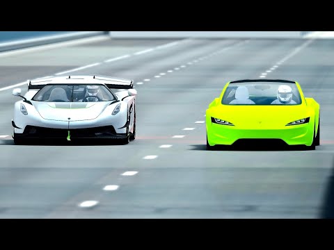 Tesla Roadster with NOS vs Koenigsegg Jesko - Drag Race 20 KM