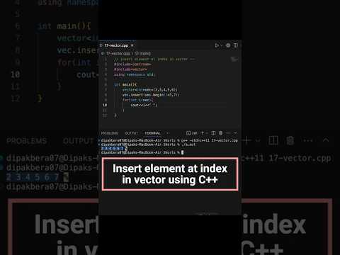 Insert Element at a Specific Index in a Vector Using Iterators | C++  #cppforbeginners