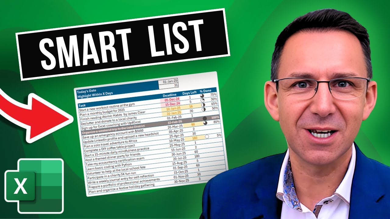 Create the Ultimate Excel Action List: Smart Due Dates, Progress Icons, and More!