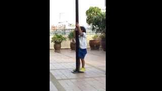 Jonah 1st pole dancing and climbing 2y1m2w