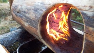 Смотреть онлайн Натуральная мебель из дерева при помощи огня