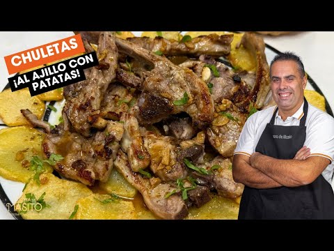 Chuletas de cordero al ajillo con patatas ¡ojo a la salsa que lleva!