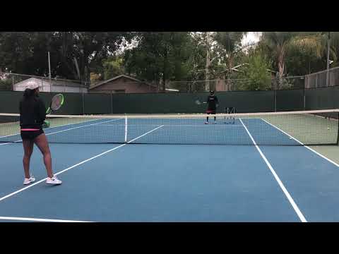Working on Volleys with Abbey Forbes (sophomore year UCLA)
