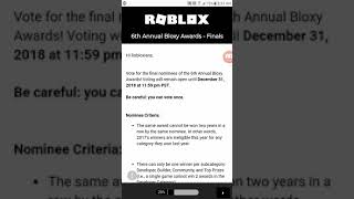 How To Vote For 6th Annual Bloxy Awards - the 2018 roblox bloxy award nominations are out youtube