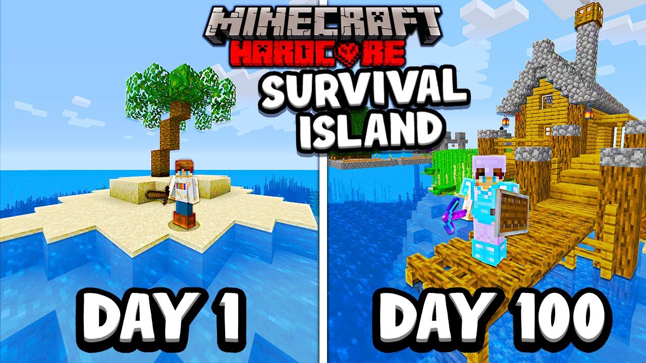 I Survived 100 Days on a SURVIVAL ISLAND in Minecraft Hardcore...