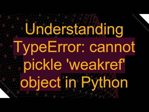 Understanding Typeerror Cannot Pickle Weakref Object In Python