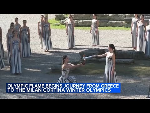 Olympic flame begins journey from Greece to the Milan Cortina winter olympics in Italy