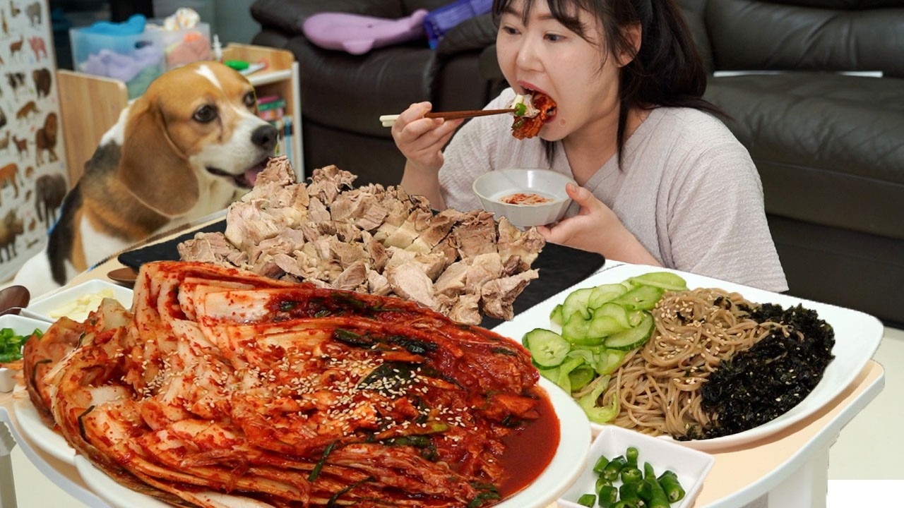 초간단 들기름 막국수와 부드러운 수육에 막걸리 한잔🤤육퇴한 부부 먹방