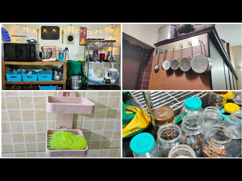 🏡Small Indian Kitchen Organization Ideas//Rented Kitchen Without Shelf and Countertop Organization