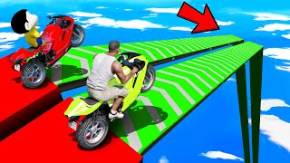SHINCHAN AND FRANKLIN TRIED THE IMPOSSIBLE DOUBLE BOOSTER RAMP BIKE PARKOUR CHALLENGE GTA 5