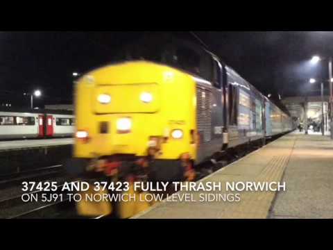 **MEGA THRASH** DRS 37425 and 37423 fully thrash out of Norwich on 5J91
