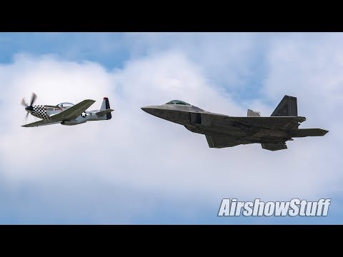 F-22 Raptor and P-51 Mustang Formation (Heritage Flight) - Terre Haute Airshow 2018