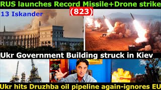 Rekord RUS (823) Atak dronów i rakiet. RUS po raz pierwszy atakuje rząd Ukrainy. Postępy RUS w Po...