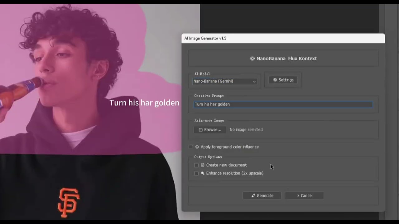 Nano Banana Photoshop Script demo video
