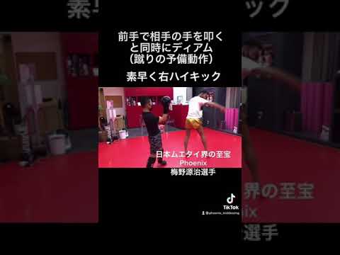 相手のガードを崩して打ち込む右ハイキック