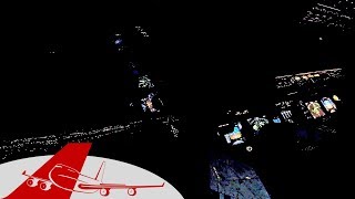 BOEING 747-400 LANDING - PILOT'S VIEW AT NIGHT