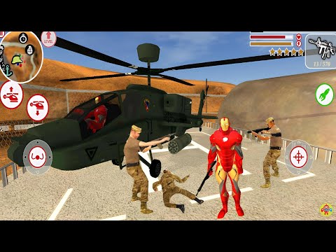 IronMan Vegas Crime City Simulator Naxeex Fan Art #69 - Military Base Helicopter - Android Gameplay