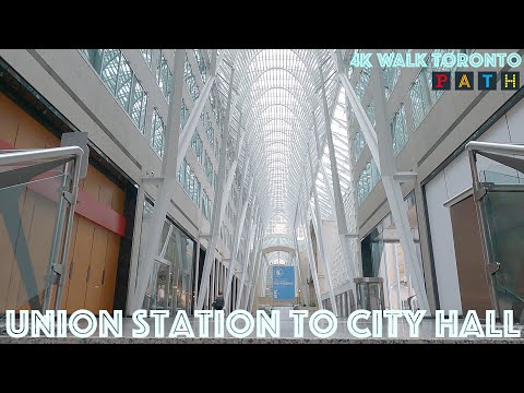 TTC Subway Union Station to City Hall through the PATH (July 2021): 4K Walk Downtown Toronto, Canada