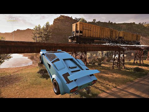 FORZA HORIZON 5 - Lamborghini Countach Vs. Freight Train (Showcase Event) 4K 60FPS RAY TRACING