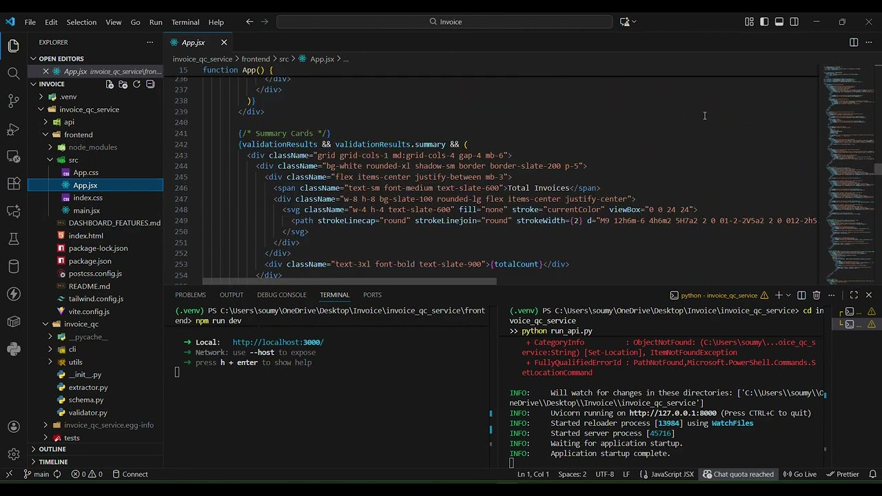 Invoice QC Service | PDF Extraction + Validation Pipeline | Python, FastAPI, CLI Demo