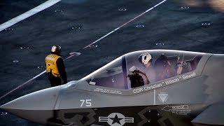 U.S. NAVY F-35C fighter jet landing U.S. NAVY carrier Ship   Military videos