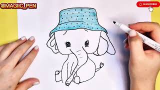 Download the video "I Didn’t Know Elephants Could Do THIS#drawing #art #coloring "