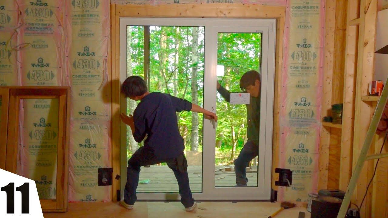 森の靴工房を自作する｜ペアガラス窓の設置とアンティーク窓の修復作業　#11