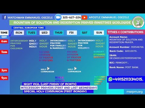 MSRPM SUNDAY WORSHIP SERVICE; HOLY GHOST HOUR SESSION, 6 AM CET 03.11.2019