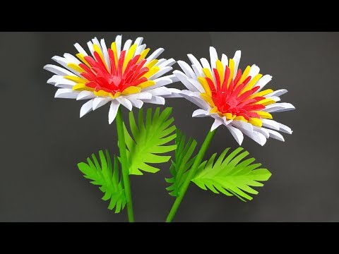 Crafts: How to Make Beautiful Paper Flower with Stick! Handcraft Flower-Jarine's Crafty Creation Video