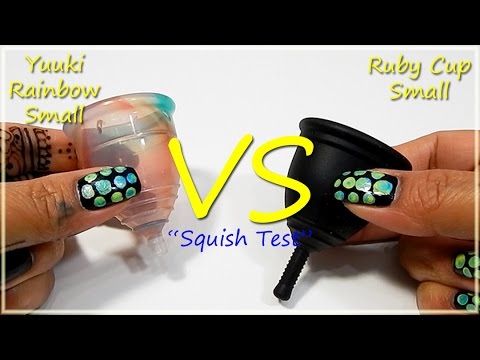 Yuuki Rainbow Sm vs Ruby Cup Sm "Squish Test" - Menstrual Cup