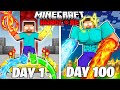 I Survived 100 Days As ELEMENTAL HEROBRINE In HARDCORE Minecraft