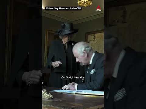 Oh God I hate this!: King Charles gets annoyed by a leaky pen.
