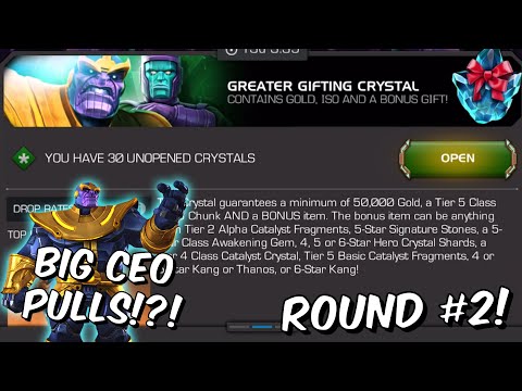 30x Greater Gifting Crystal Opening Round #2 - BIG CEO Pulls?!? - Marvel Contest of Champions