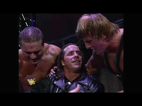 Owen Hart wins IC Title for 1st time & celebrates with Bret Hart & British Bulldog! 1997 (WWF)
