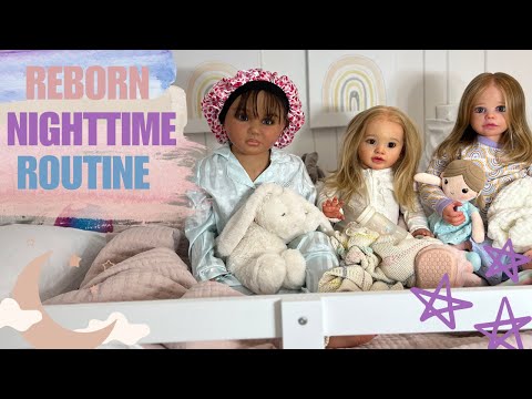 Reborn BATH Time 🛁 NIGHT time  🛏️ 🍼 ROLEPLAY with FOUR dolls #rebornbaby #reborns #babydoll