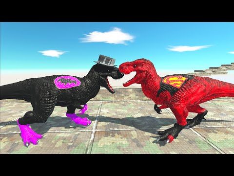 BATMAN vs SUPERMAN T-REX DEATH RUN - Animal Revolt Battle Simulator