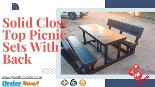 ♻️ Solid Close Top Picnic Set with Backrests! 🌿🍽️ | GreenFurniture