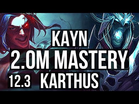 KAYN vs KARTHUS (JNG) | 10/1/3, 2.0M mastery, 6 solo kills, 500+ games, Godlike | EUW Master | 12.3