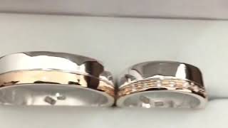 Anillos de matrimonio en plata con oro rosado