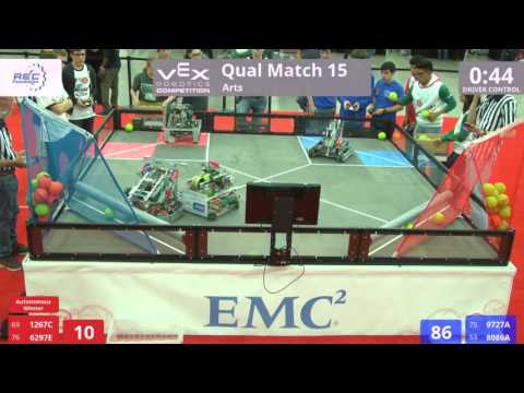 VEX Worlds 2016 - VRC High School - Arts - Qual 15 (1267C 6297E) 130 vs 207 (9727A 8086A)