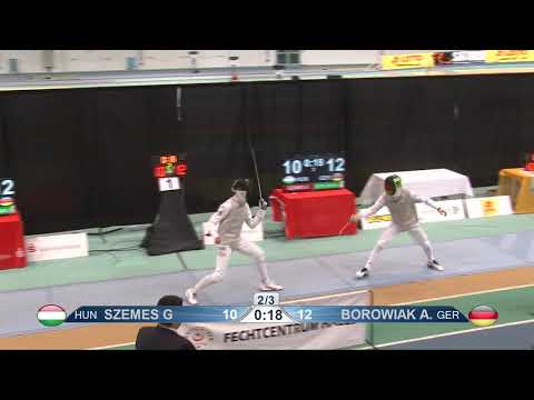 2018 1234 P1 01 M F Individual Halle GER European Cadet Circuit podium BOROWIAK GER vs SZEMES HUN