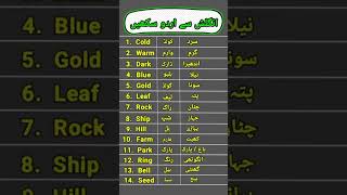Daily use Urdu to English vocabulary
