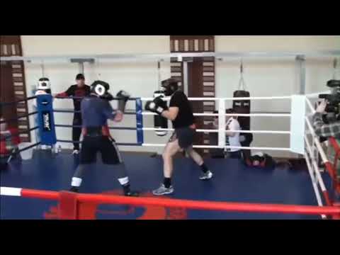 Fedor hits Lebedev with right cross in sparring