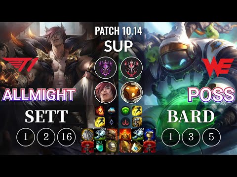 T1 Allmight Sett vs WE Poss Bard Sup - KR Patch 10.14