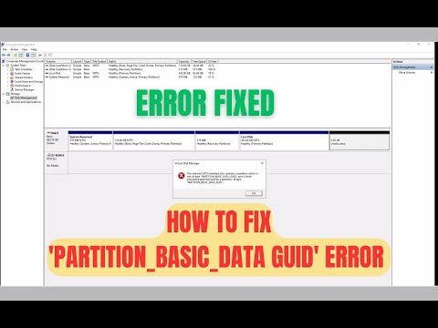 The Selected GPT formatted Disk Contains Partition which is not of type 'PARTITION_BASIC_DATA GUID'