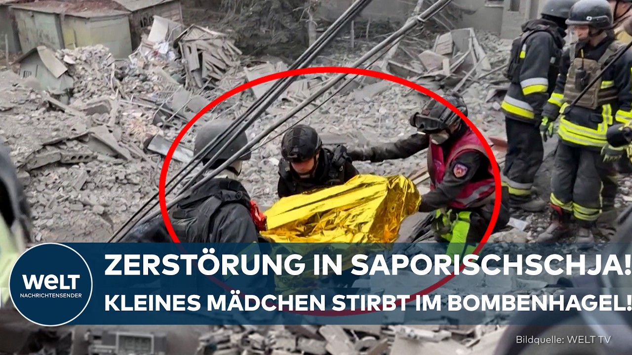 UKRAINE-KRIEG: Zerstörung in Saporischschja! Rettungskräfte bergen kleines Mädchen aus den Trümmern!