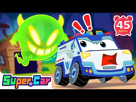 Police Car Adventures Compilation | The Search for the Big Monster! | Fun Kids Cartoons & Car Songs