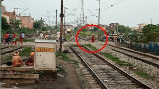 preview picture of video 'Stupid people coming infront of Speeding Train '
