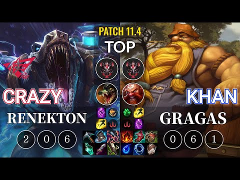 RW Crazy Renekton vs Khan Gragas Top - KR Patch 11.4